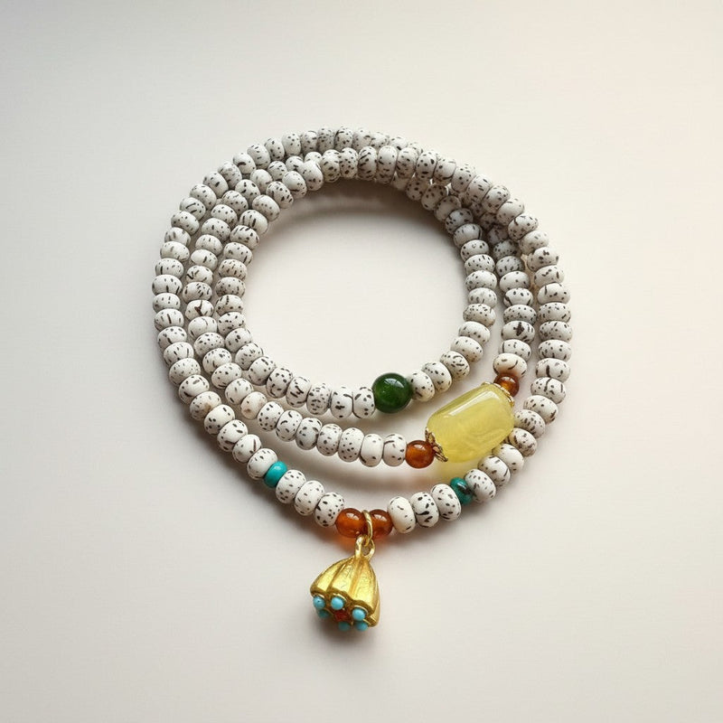 WIAUGEM Star &amp; Moon Bodhi Lotus Three-Loop Bracelet
