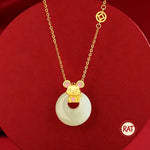 Wiaugem Chinese Zodiac Peace Buckle Necklace