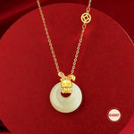 Wiaugem Chinese Zodiac Peace Buckle Necklace