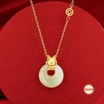 Wiaugem Chinese Zodiac Peace Buckle Necklace