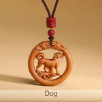 Wiaugem Chinese Zodiac Peach Wood Necklace | Hand-Carved 12 Zodiac Talisman for Protection, Good Fortune &amp; Positive Energy
