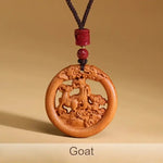 Wiaugem Chinese Zodiac Peach Wood Necklace | Hand-Carved 12 Zodiac Talisman for Protection, Good Fortune &amp; Positive Energy