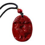 Wiaugem Chinese Zodiac Cinnabar Pendant | Natural Cinnabar Zodiac Talisman for Protection, Good Luck & Prosperity