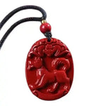 Wiaugem Chinese Zodiac Cinnabar Pendant | Natural Cinnabar Zodiac Talisman for Protection, Good Luck & Prosperity