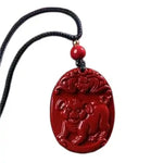 Wiaugem Chinese Zodiac Cinnabar Pendant | Natural Cinnabar Zodiac Talisman for Protection, Good Luck & Prosperity