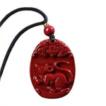 Wiaugem Chinese Zodiac Cinnabar Pendant | Natural Cinnabar Zodiac Talisman for Protection, Good Luck & Prosperity
