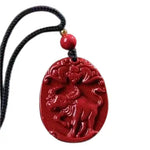 Wiaugem Chinese Zodiac Cinnabar Pendant | Natural Cinnabar Zodiac Talisman for Protection, Good Luck & Prosperity