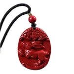 Wiaugem Chinese Zodiac Cinnabar Pendant | Natural Cinnabar Zodiac Talisman for Protection, Good Luck & Prosperity