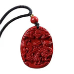 Wiaugem Chinese Zodiac Cinnabar Pendant | Natural Cinnabar Zodiac Talisman for Protection, Good Luck & Prosperity
