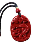 Wiaugem Chinese Zodiac Cinnabar Pendant | Natural Cinnabar Zodiac Talisman for Protection, Good Luck & Prosperity