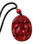 Wiaugem Chinese Zodiac Cinnabar Pendant | Natural Cinnabar Zodiac Talisman for Protection, Good Luck & Prosperity