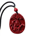 Wiaugem Chinese Zodiac Cinnabar Pendant | Natural Cinnabar Zodiac Talisman for Protection, Good Luck & Prosperity